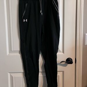 Under Armour Men's Black Sweatpants with White Accents